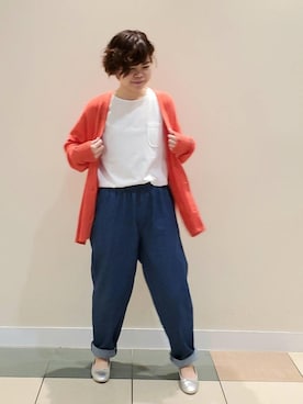 「USAコットン」｜「アイテム（バレエシューズ）」を使った、coen りょうまるさん（レディース・158cm）の春コーディネート