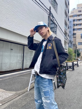 「コラボレーション」｜「アイテム（その他アウター）」を使った、tomoyaさん（メンズ・174cm）の秋コーディネート