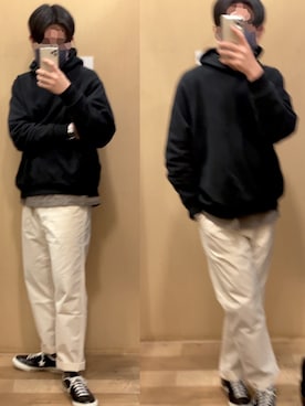 「Graphpaper（グラフペーパー）のアイテム（パーカー）」を使った、vさん（メンズ・181cm）の冬コーディネート