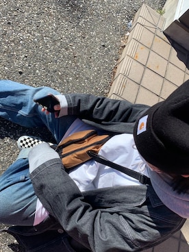 「carhartt」｜「アイテム（デニムジャケット）」を使った、舞さん（レディース・155cm）の冬コーディネート
