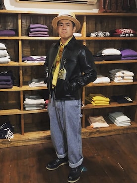 「CA4LA（カシラ）のアイテム（ハット、ベージュ系）」を使った、かいーんさん（メンズ・168cm）の秋コーディネート