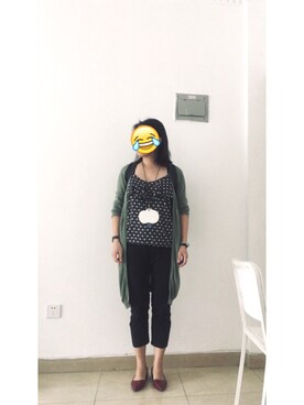 「GAP（ギャップ）のアイテム（タンクトップ、ブラック系）」を使った、HeyMinさん（レディース・162cm）の秋コーディネート