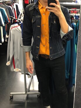 「UNIQLO（ユニクロ）のアイテム（シャツ/ブラウス、オレンジ系）」を使った、Kokiさん（メンズ・170cm）の秋コーディネート