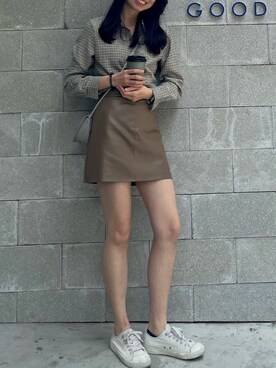 「MUJI Labo（ムジラボ）のアイテム（シューズ、ホワイト系）」を使った、xinさん（レディース・162cm）の春コーディネート