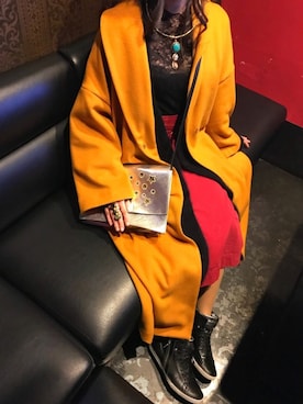 「ニットロングカーデ」｜まめくまさん（レディース・163cm）の秋コーディネート