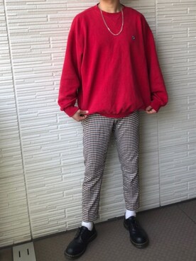 「FILA（フィラ）のアイテム（スウェット）」を使った、shiさん（メンズ・181cm）の春コーディネート