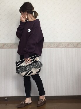 「スリッパ」｜「アイテム（アクセサリー）」を使った、uaさん（レディース・153cm）の秋コーディネート