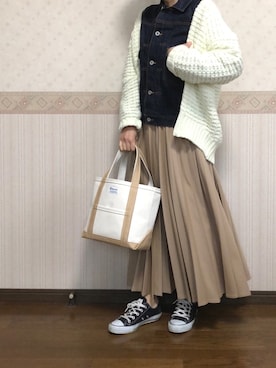 「SLOBE IENA（スローブイエナ）のヘンケイアミBIGカーデ◆（ニット/セーター）」を使った、uaさん（レディース・153cm）の冬コーディネート