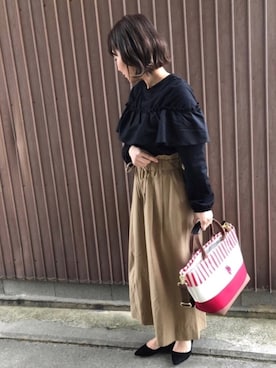 「U.S.POLO ASSN.」｜「アイテム（バレエシューズ）」を使った、uaさん（レディース・153cm）の春コーディネート
