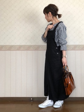 「リップスター」｜「アイテム（ジャンパースカート）」を使った、uaさん（レディース・153cm）の春コーディネート