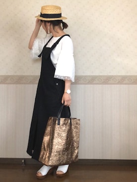 「リップスター」｜「アイテム（ジャンパースカート）」を使った、uaさん（レディース・153cm）の春コーディネート