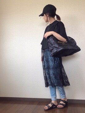 「Desigual（デシグアル）のアイテム（トートバッグ）」を使った、uaさん（レディース・153cm）の夏コーディネート