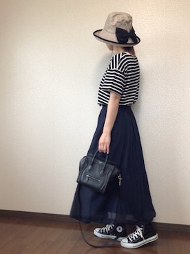 「リボンハット」｜uaさん（レディース・153cm）の夏コーディネート