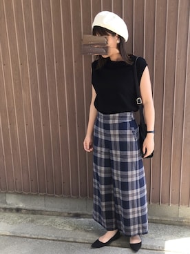 「ツイードパンツ」｜「アイテム（その他）」を使った、uaさん（レディース・153cm）の夏コーディネート