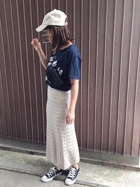 「SHIPS JET BLUE（シップスジェットブルー）のアイテム（キャップ）」を使った、uaさん（レディース・153cm）の夏コーディネート