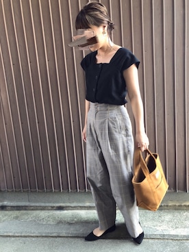 「夏秋ミックス」｜「アイテム（バレエシューズ）」を使った、uaさん（レディース・153cm）の夏コーディネート