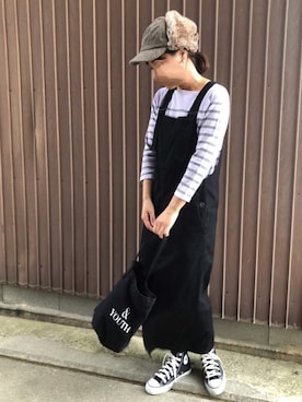 「Rougevif」｜「アイテム（ジャンパースカート）」を使った、uaさん（レディース・153cm）の秋コーディネート