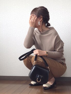 「qualite（カリテ）のウールセーブルニットプルオーバー（ニット/セーター）」を使った、uaさん（レディース・153cm）の秋コーディネート