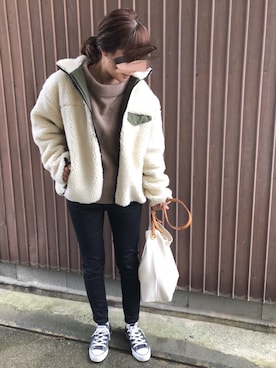 「黒パンツ」｜uaさん（レディース・153cm）の冬コーディネート