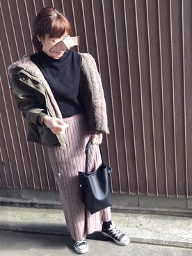 「reca（レカ）のアイテム（モッズコート）」を使った、uaさん（レディース・153cm）の冬コーディネート