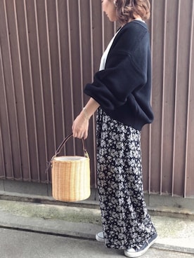 「ゆるカーディガン」｜「アイテム（アクセサリー）」を使った、uaさん（レディース・153cm）の秋コーディネート