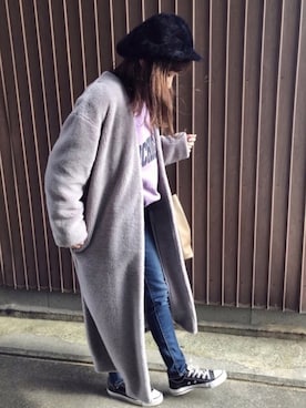 「Rouge vif（ルージュヴィフ）のアイテム（ムートンコート）」を使った、uaさん（レディース・153cm）の冬コーディネート