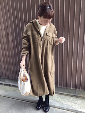 「JOURNAL STANDARD relume（ジャーナルスタンダード　レリューム）のアイテム（シャツワンピース）」を使った、uaさん（レディース・153cm）の冬コーディネート