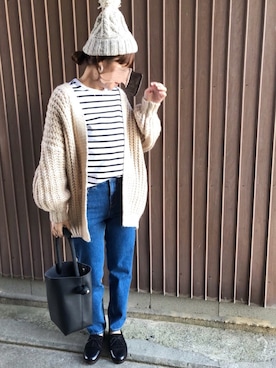 「zucca」｜「アイテム（スリッポン）」を使った、uaさん（レディース・153cm）の冬コーディネート