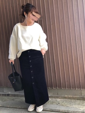 「zucca」｜「アイテム（チェスターコート）」を使った、uaさん（レディース・153cm）の冬コーディネート