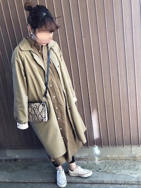 「JOURNAL STANDARD relume（ジャーナルスタンダード　レリューム）のアイテム（シャツワンピース）」を使った、uaさん（レディース・153cm）の冬コーディネート