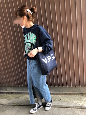 「アイテム（ヘアピン、ホワイト系）」を使った、uaさん（レディース・153cm）の春コーディネート