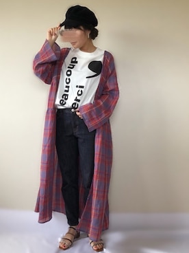 「zozoデニム」｜「アイテム（ワンピース/ドレス）」を使った、uaさん（レディース・153cm）の春コーディネート