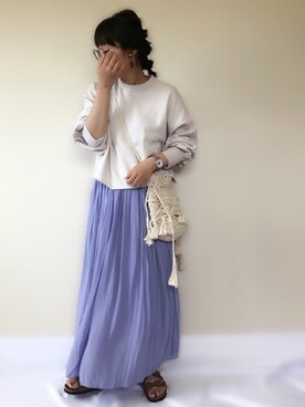 「WEGO（ウィゴー）のWEGO/マクラメ巾着ショルダーバッグ（ショルダーバッグ）」を使った、uaさん（レディース・153cm）の春コーディネート