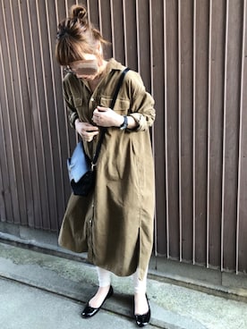 「JOURNAL STANDARD relume（ジャーナルスタンダード　レリューム）のアイテム（シャツワンピース）」を使った、uaさん（レディース・153cm）の春コーディネート