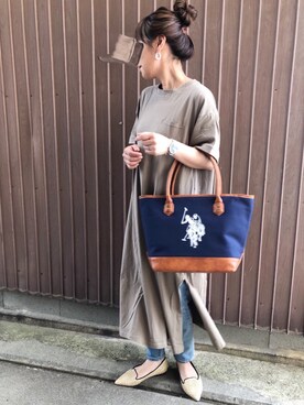 「ZOZO（ゾゾ）のスリムテーパードデニムパンツ［WOMEN］（デニムパンツ）」を使った、uaさん（レディース・153cm）の夏コーディネート