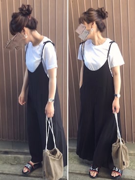 「FUJIROCKEEN」｜「アイテム（サロペット/オーバーオール）」を使った、uaさん（レディース・153cm）の夏コーディネート