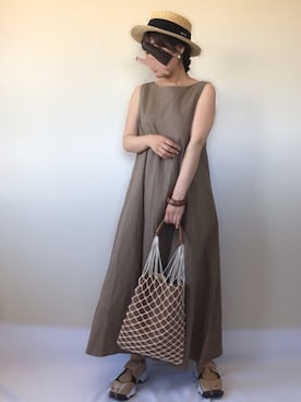 「FRAMeWORK（フレームワーク）のアイテム（バングル/リストバンド）」を使った、uaさん（レディース・153cm）の夏コーディネート