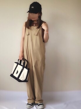 「14+（イチヨンプラス）のUSAコットンキャップ（キャップ）」を使った、uaさん（レディース・153cm）の夏コーディネート