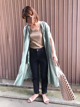 「URBAN RESEARCH Sonny Label（アーバンリサーチサニーレーベル）のノースリーブギャザーワンピース（ワンピース）」を使った、uaさん（レディース・153cm）の夏コーディネート