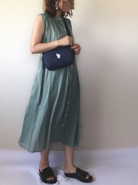 「URBAN RESEARCH Sonny Label（アーバンリサーチサニーレーベル）のノースリーブギャザーワンピース（ワンピース）」を使った、uaさん（レディース・153cm）の夏コーディネート