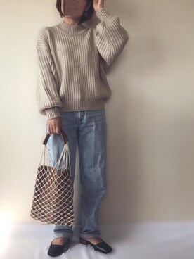 「SENSE OF PLACE by URBAN RESEARCH（センスオブプレイスバイアーバンリサーチ）のアゼルーズセーター（ニット/セーター）」を使った、uaさん（レディース・153cm）の秋コーディネート