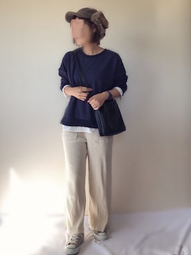 「14+（イチヨンプラス）のアイテム（トップス）」を使った、uaさん（レディース・153cm）の秋コーディネート