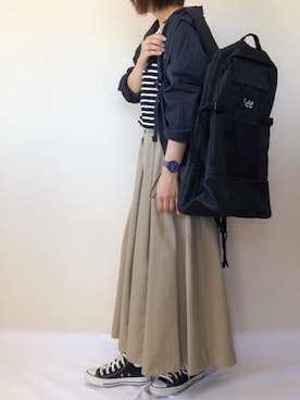 「アイテム（腕時計、パープル系）」を使った、uaさん（レディース・153cm）の秋コーディネート