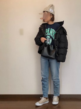 「アントマリーズ」｜「アイテム（ニットキャップ/ビーニー）」を使った、uaさん（レディース・153cm）の秋コーディネート