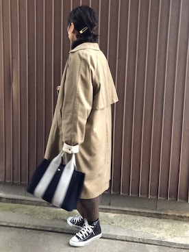 「CONVERSE（コンバース）のALL STAR HI（スニーカー）」を使った、uaさん（レディース・153cm）の冬コーディネート