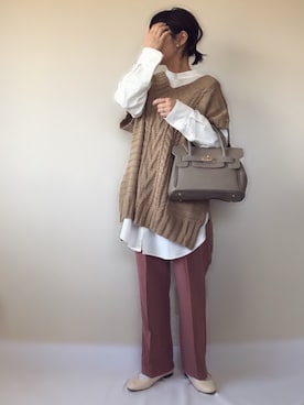 「florist」｜「アイテム（スラックス）」を使った、uaさん（レディース・153cm）の冬コーディネート