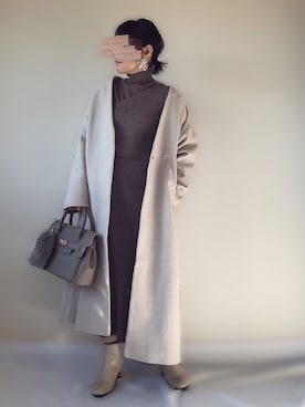 「アントマリーズ」｜「アイテム（ノーカラージャケット）」を使った、uaさん（レディース・153cm）の冬コーディネート