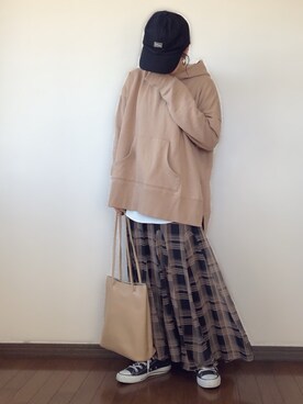 「CONVERSE（コンバース）のconverse（コンバース） ALL STAR OX（オールスターOX）（スニーカー）」を使った、uaさん（レディース・153cm）の冬コーディネート