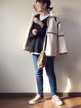 「アントマリーズ」｜「アイテム（アナログ腕時計）」を使った、uaさん（レディース・153cm）の冬コーディネート