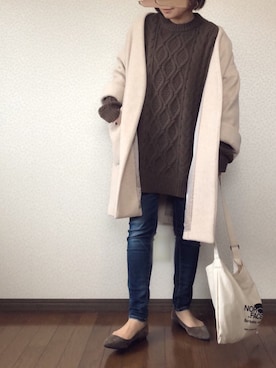 「アントマリーズ」｜「アイテム（その他アウター）」を使った、uaさん（レディース・153cm）の冬コーディネート